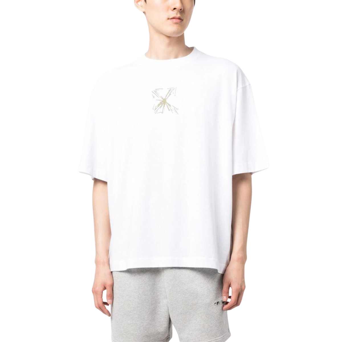 Off White Splash Arrow Over Skate T-Shirt White Beige