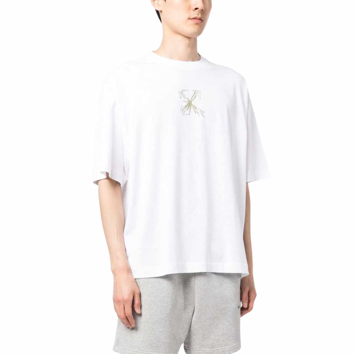 Off White Splash Arrow Over Skate T-Shirt White Beige