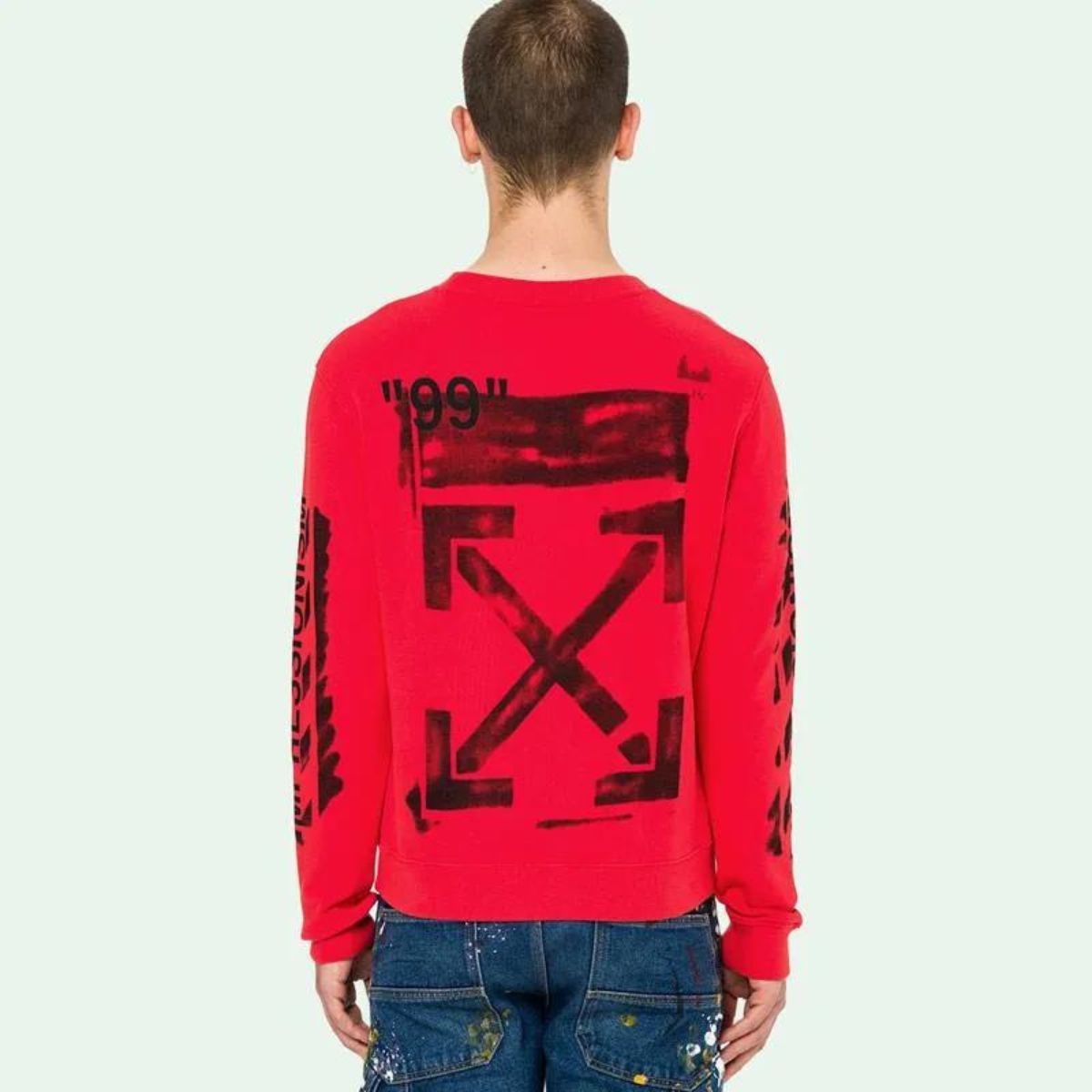 Off White Diagonal Stencil Crewneck Sweater