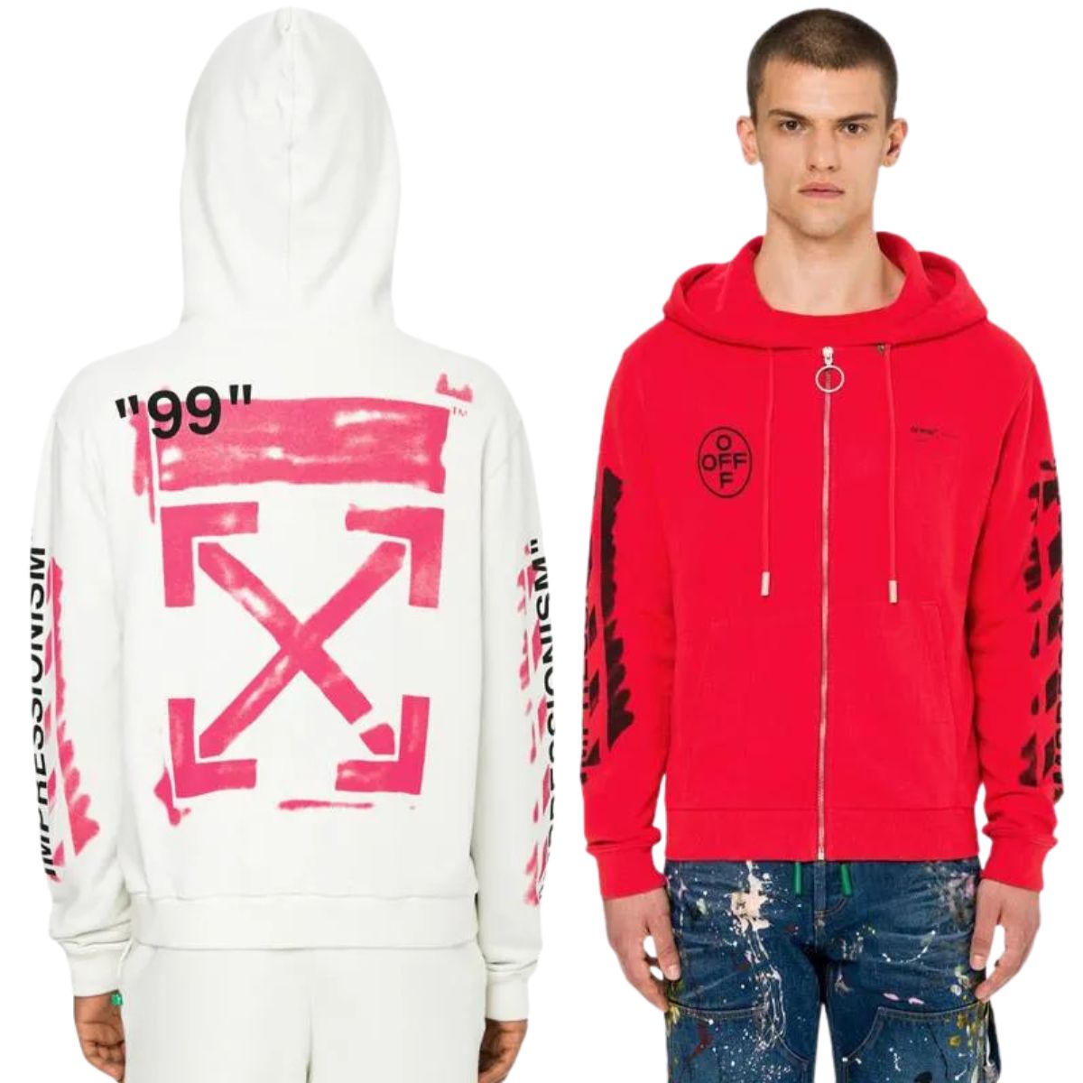 Off White Stencil Zip Jaket Hoodie