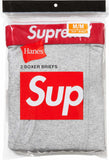 Supreme Hanes Boxer Briefs (2 Pack) Grey