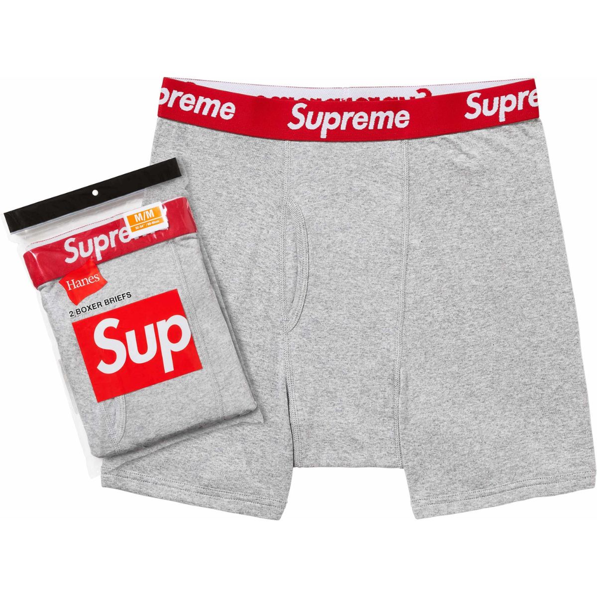 Supreme Hanes Boxer Briefs (2 Pack) Grey