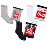 Supreme Hanes Crew Socks Kaos Kaki (4 PACK)