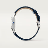 Cartier Santos Dumont Small Silver Dial Croco Embossed Leather Strap Blue WSSA0086