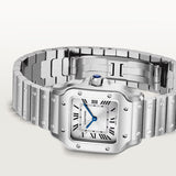 Cartier Santos Small Silver Sunray Steel Strap WSSA0082