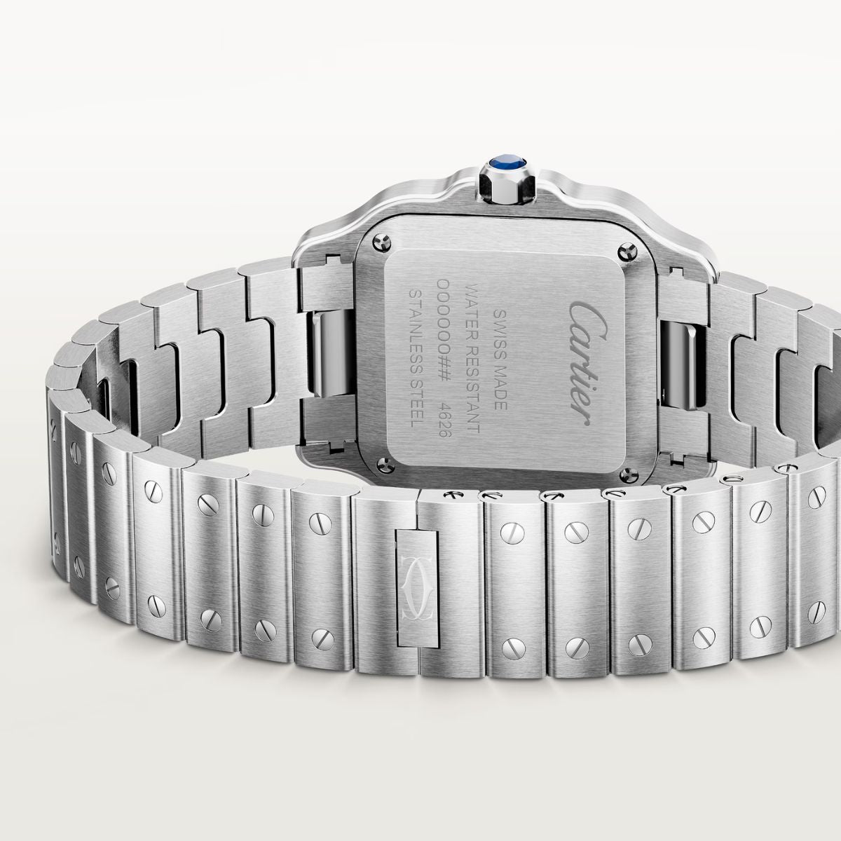 Cartier Santos Small Silver Sunray Steel Strap WSSA0082