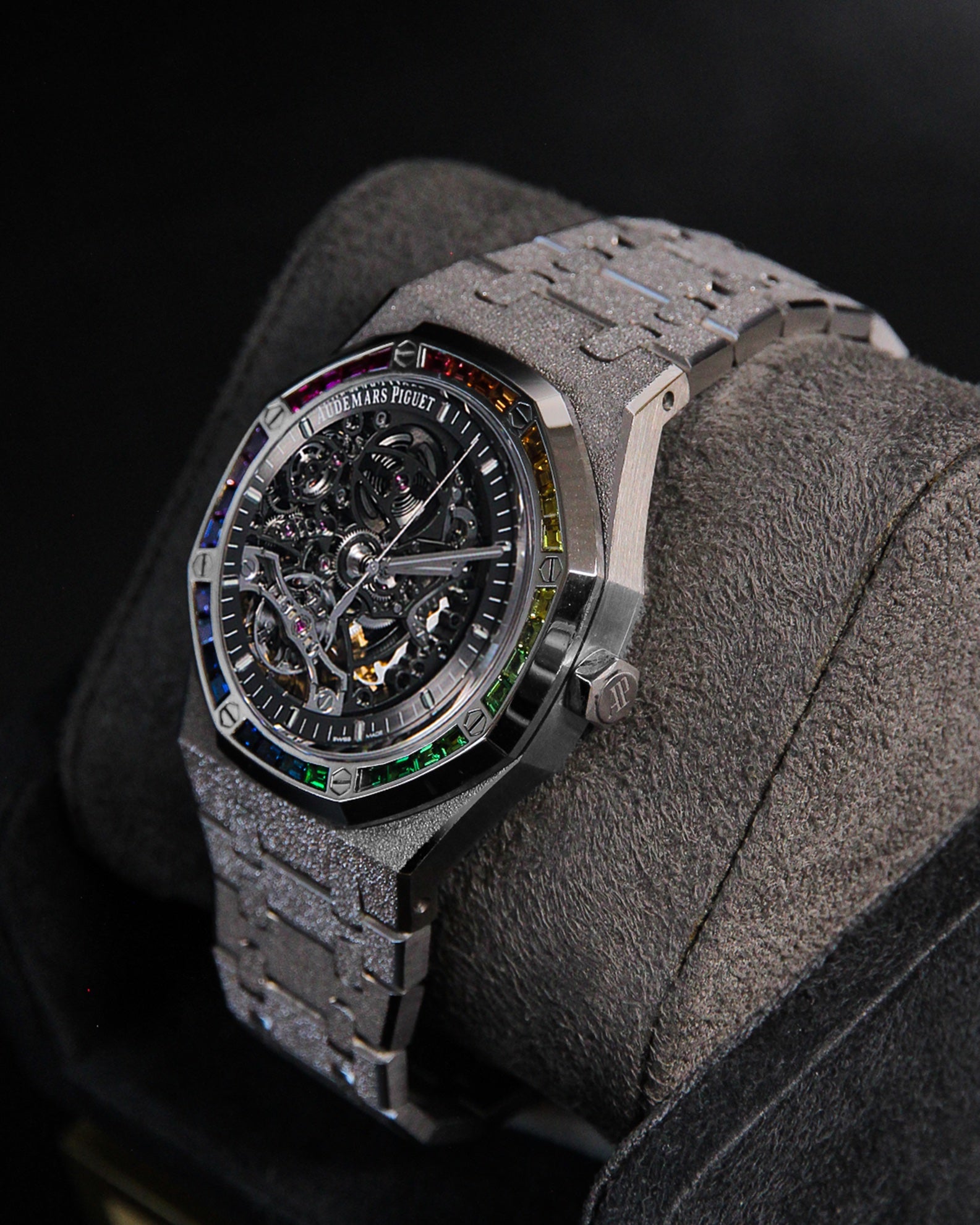 AP RO Frosted WG Openworked Rainbow Baguette Bezel 15412BC.YG.1224BC.03-B