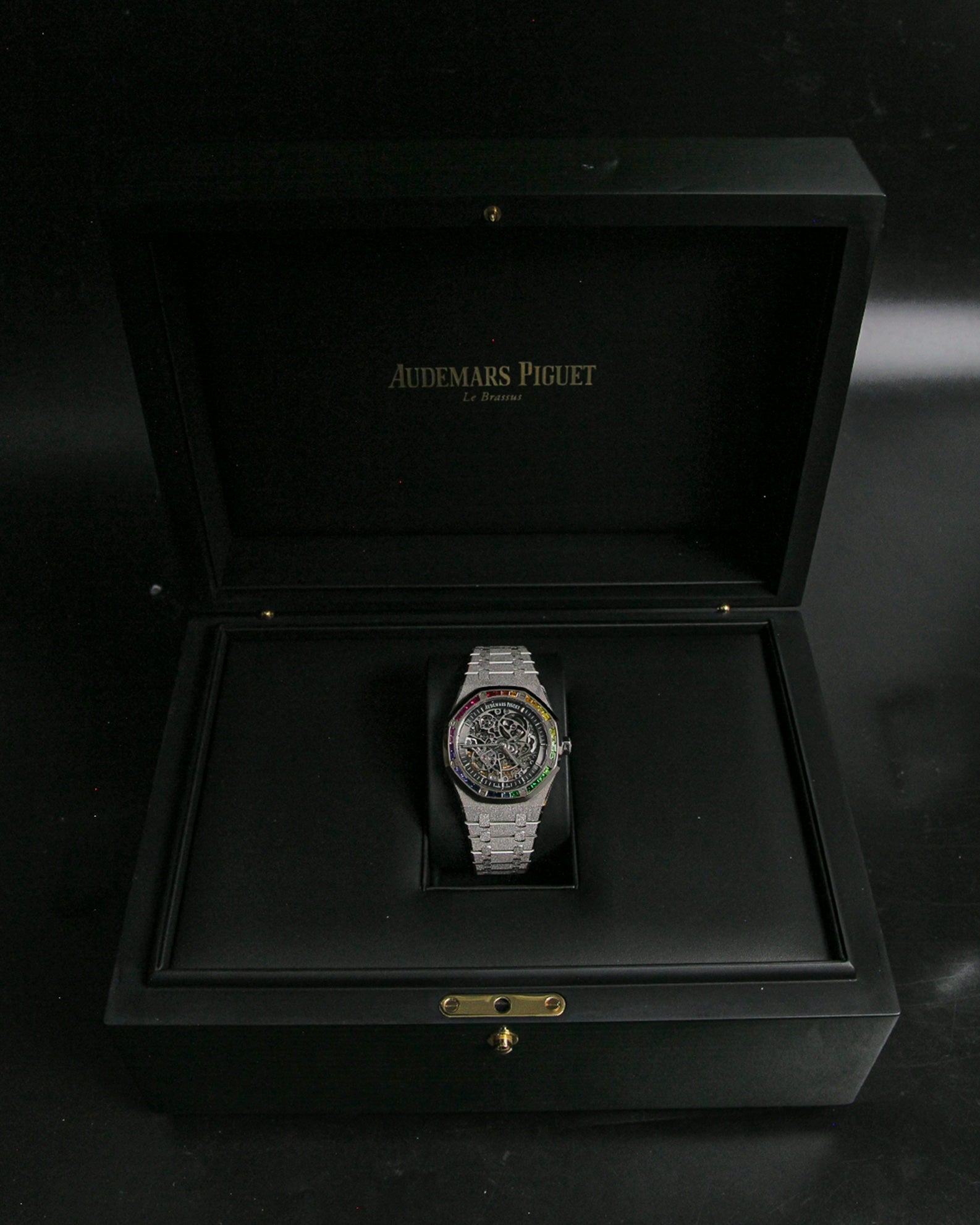AP RO Frosted WG Openworked Rainbow Baguette Bezel 15412BC.YG.1224BC.03-B
