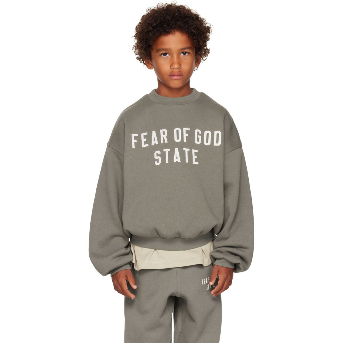 Fear Of God Essentials State Kids 90s Fit Fleece Crewneck Sweatshirt