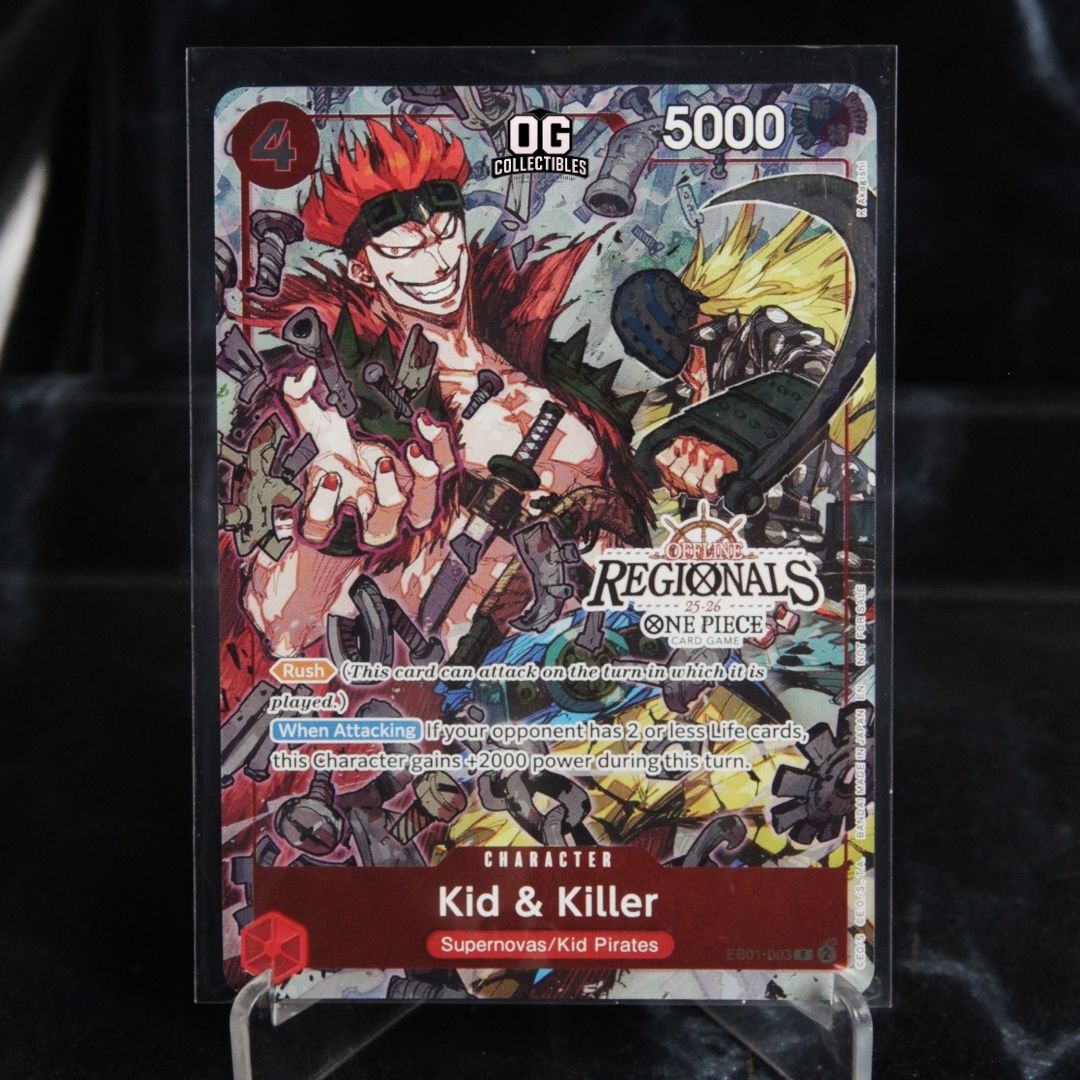 One Piece Card Kid & Killer R EB01-003 EN Promotional Card Offline Regional Champion Card Set 25-26 Season 2