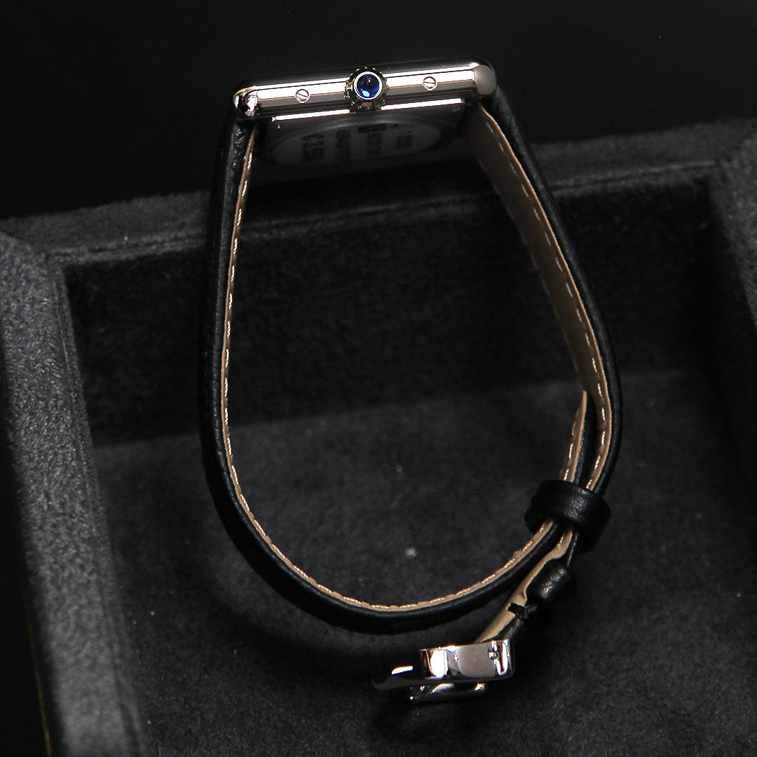 Cartier Tank Must SolarBeat Small Steel Black Calfskin Leather WSTA0119