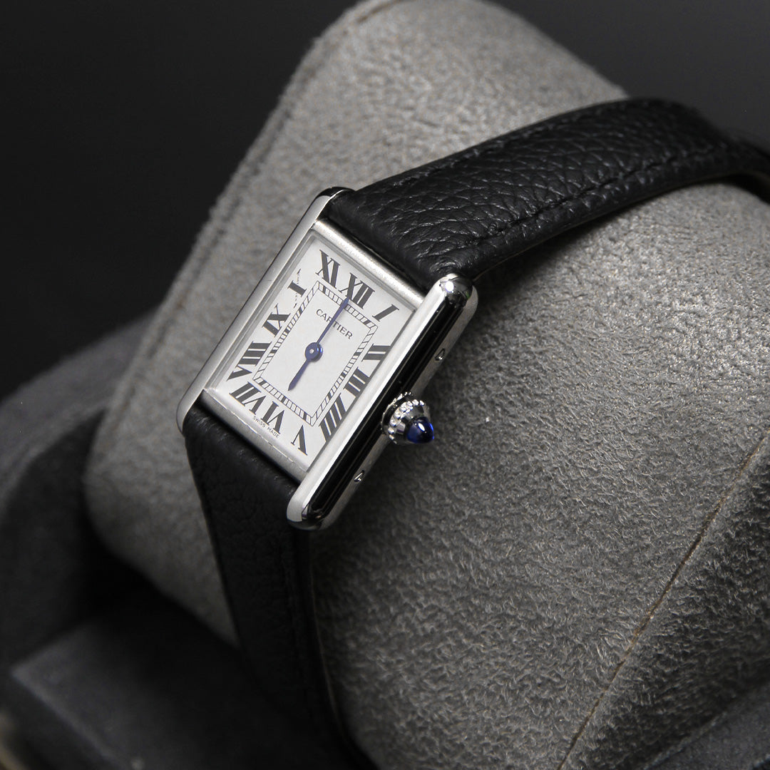 Cartier Tank Must SolarBeat Small Steel Black Calfskin Leather WSTA0119