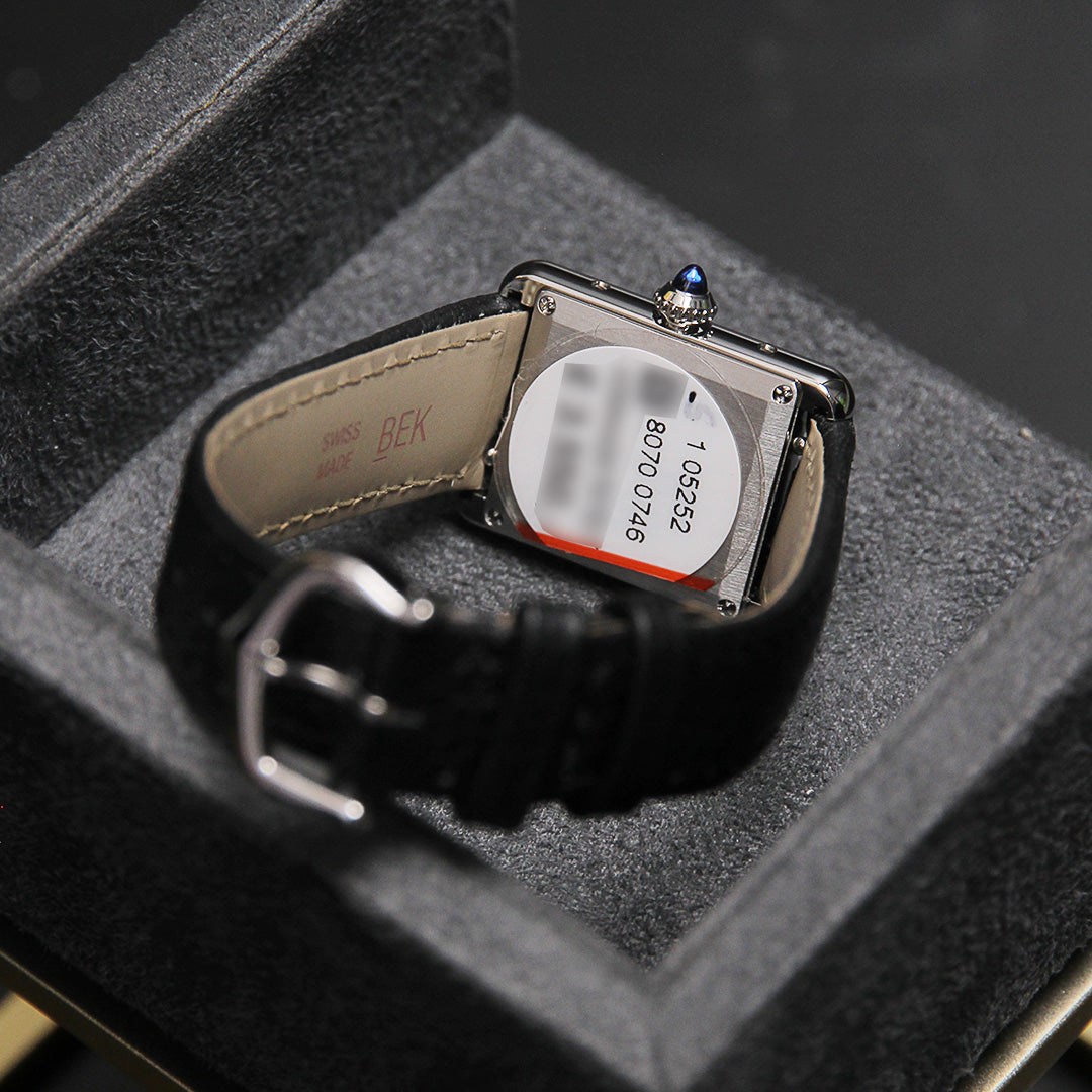 Cartier Tank Must SolarBeat Small Steel Black Calfskin Leather WSTA0119