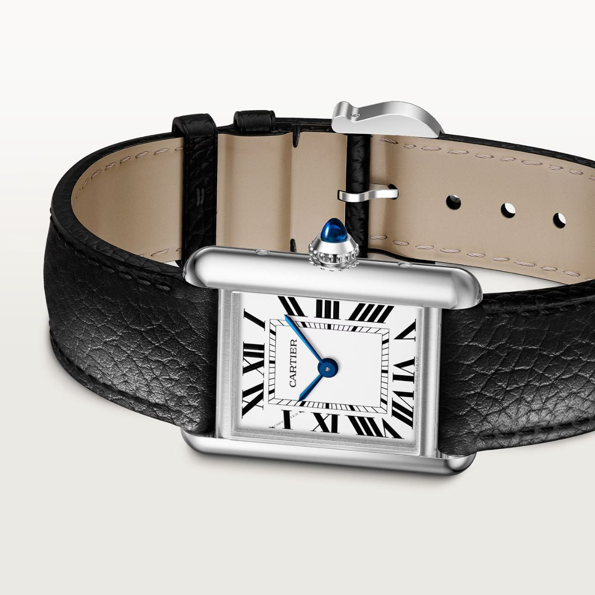 Cartier Tank Must SolarBeat Small Steel Black Calfskin Leather WSTA0119