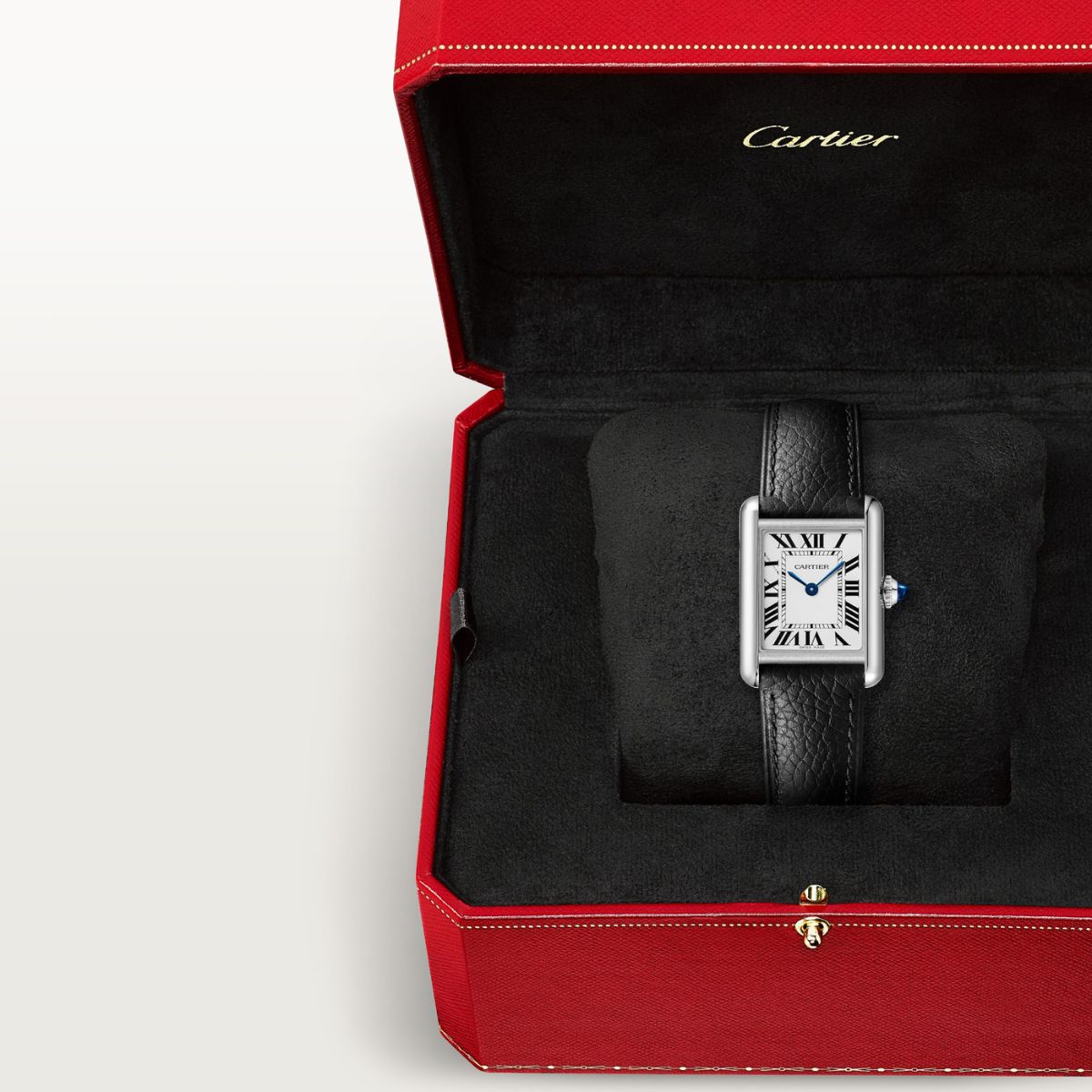Cartier Tank Must SolarBeat Small Steel Black Calfskin Leather WSTA0119