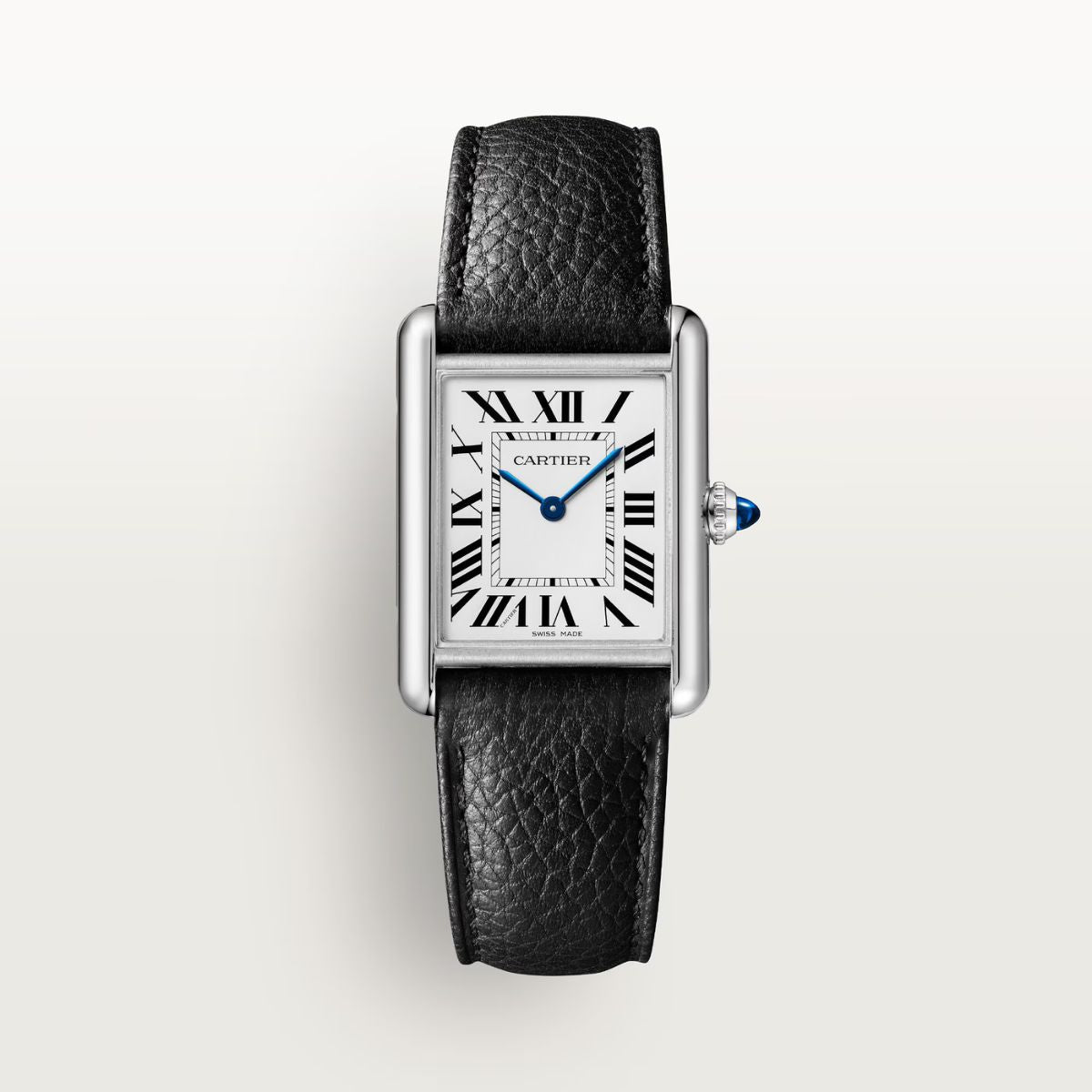 Cartier Tank Must SolarBeat Large Steel Black Calfskin Leather WSTA0120