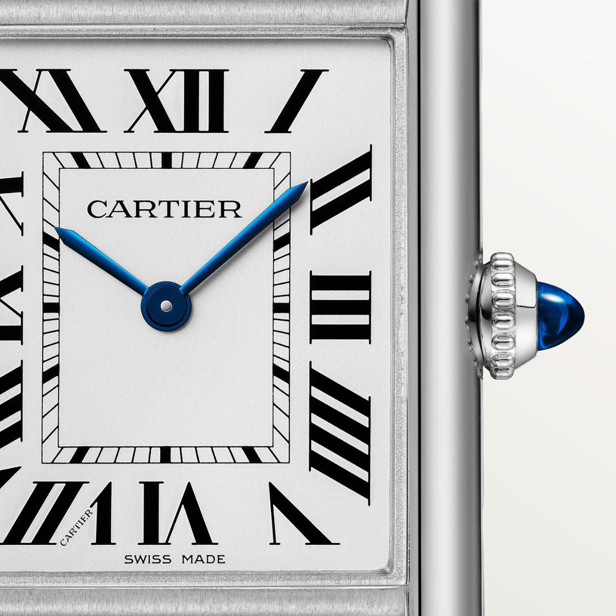 Cartier Tank Must SolarBeat Large Steel Black Calfskin Leather WSTA0120