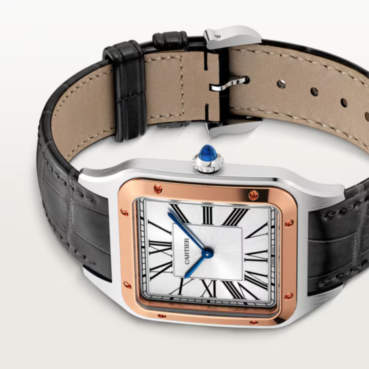Cartier Santos Dumont Extra Large Two Tone RG Croco Strap W2SA0017