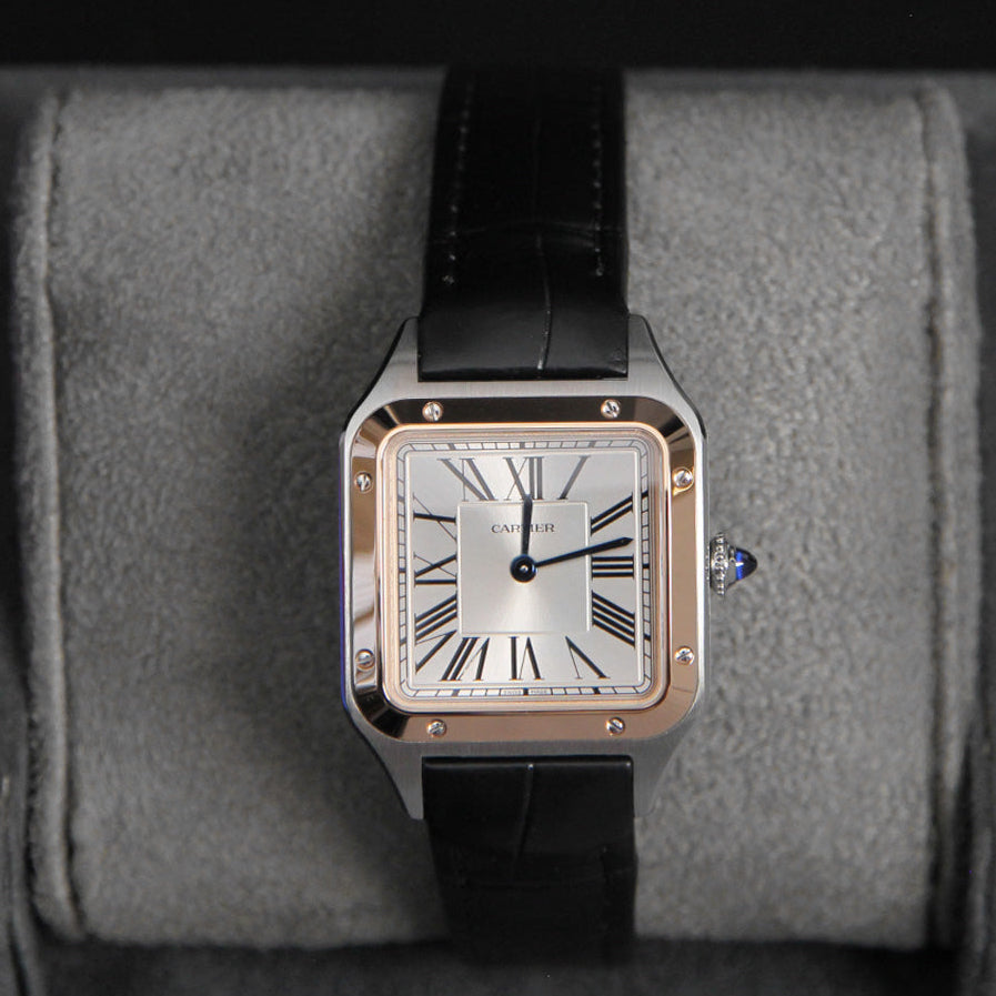 Cartier 38 Santos Dumont Small Silver Dial Two Tone W2SA0038