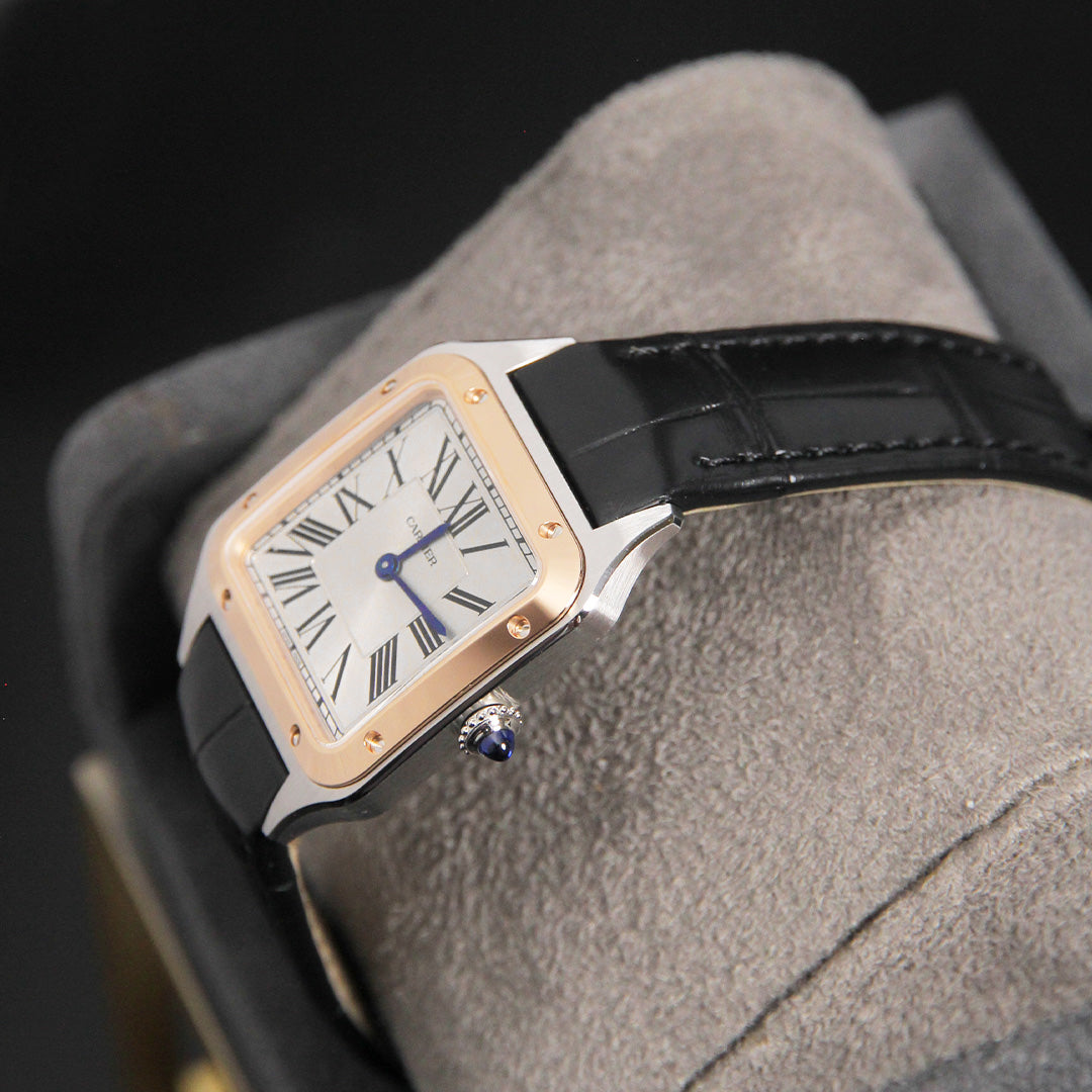 Cartier 38 Santos Dumont Small Silver Dial Two Tone W2SA0038