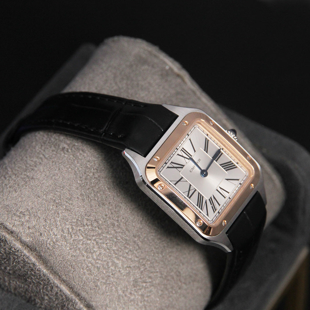 Cartier 38 Santos Dumont Small Silver Dial Two Tone W2SA0038
