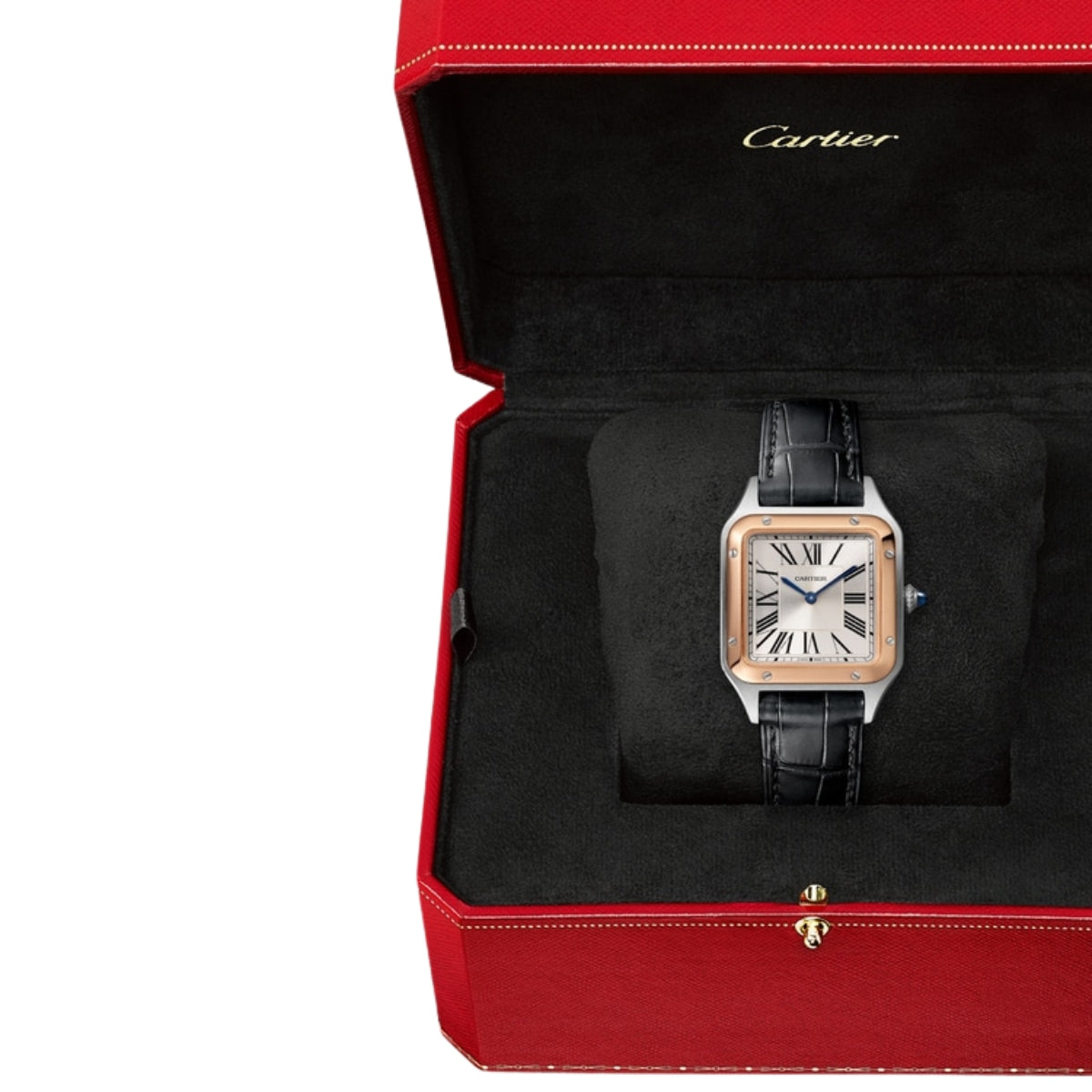 Cartier Santos Dumont Small RG Case Croco Strap W2SA0038