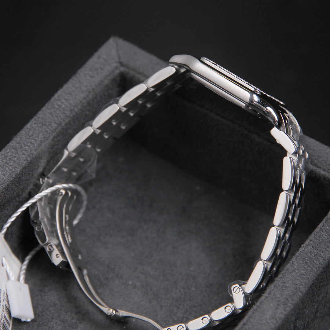 Cartier 27 Panthère Medium White Dial Diamond Bezel W4PN0018
