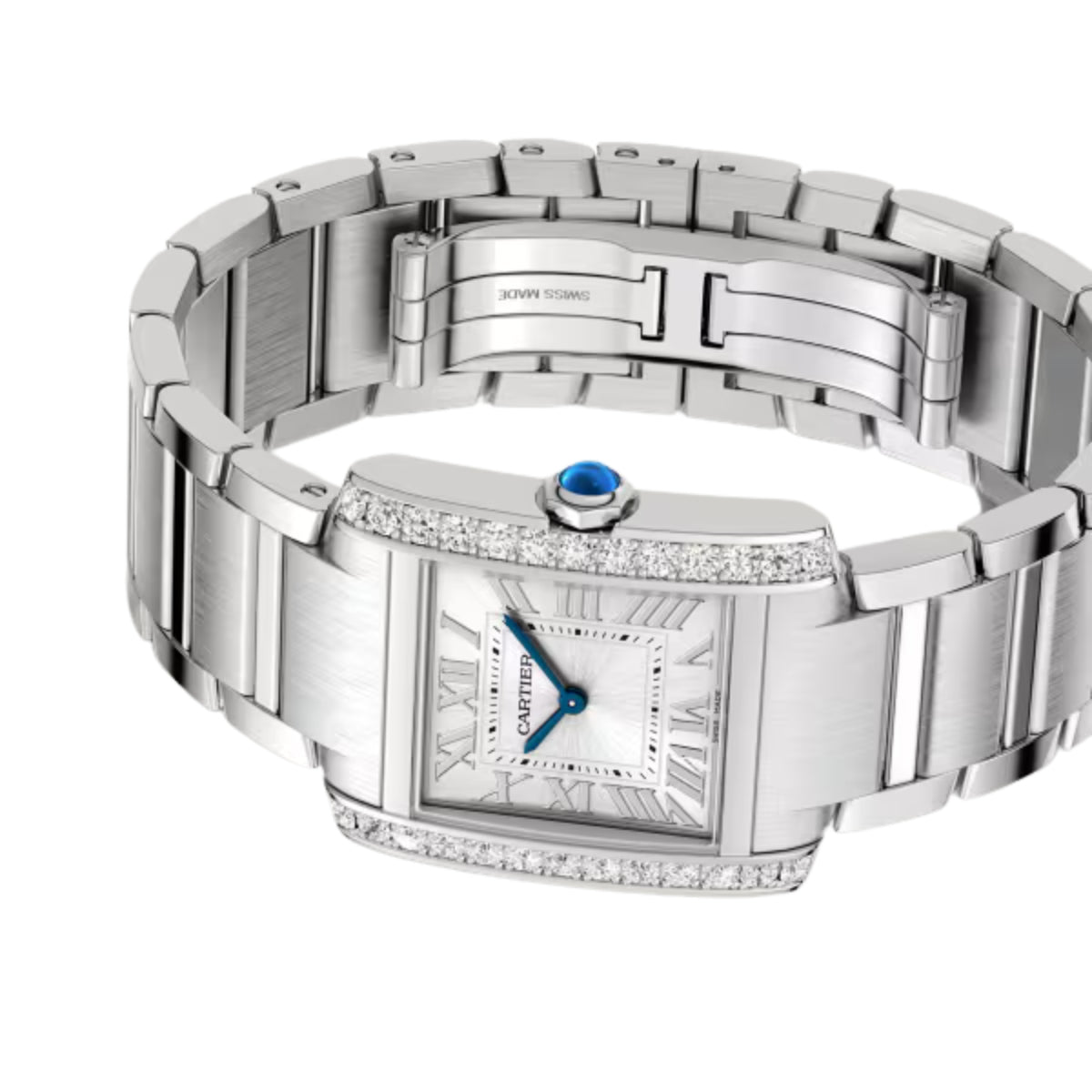 Cartier Tank Francaise Medium Steel Diamonds W4TA0021