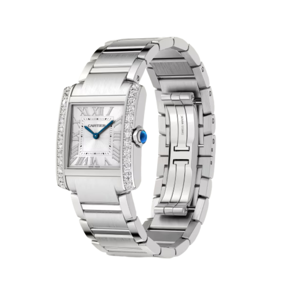 Cartier Tank Francaise Medium Steel Diamonds W4TA0021