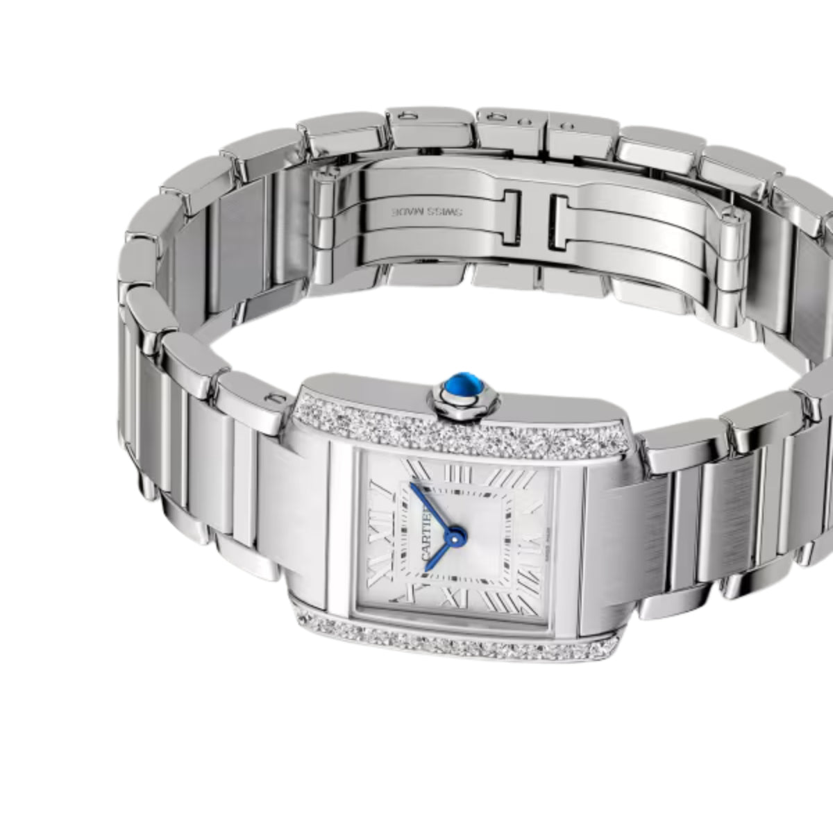 Cartier Tank Francaise Small Steel Diamonds W4TA0029