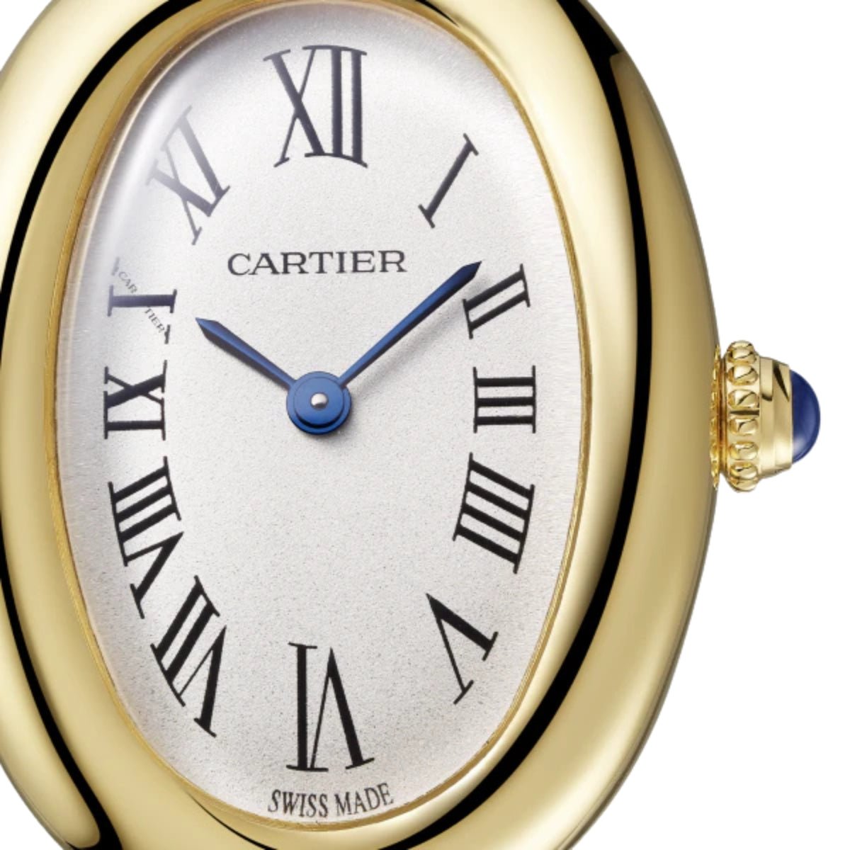 Cartier Baignoire Watch Small Yellow Gold Silvered Dial Blued-Steel WGBA0013