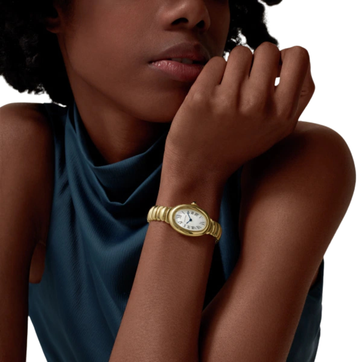 Cartier Baignoire Watch Small Yellow Gold Silvered Dial Blued-Steel WGBA0013