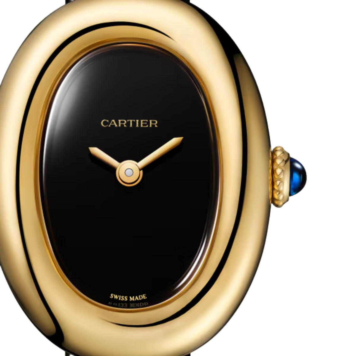 Cartier Baignoire Watch Mini Yellow Gold Black Varnished Leather WGBA0040
