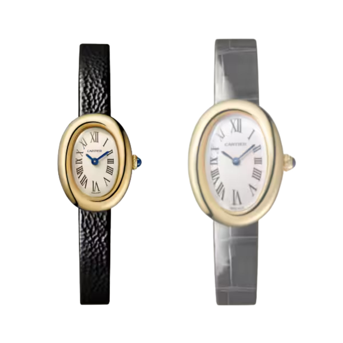 Cartier Baignoire Watch Mini Yellow Gold Black Varnished Leather WGBA0041