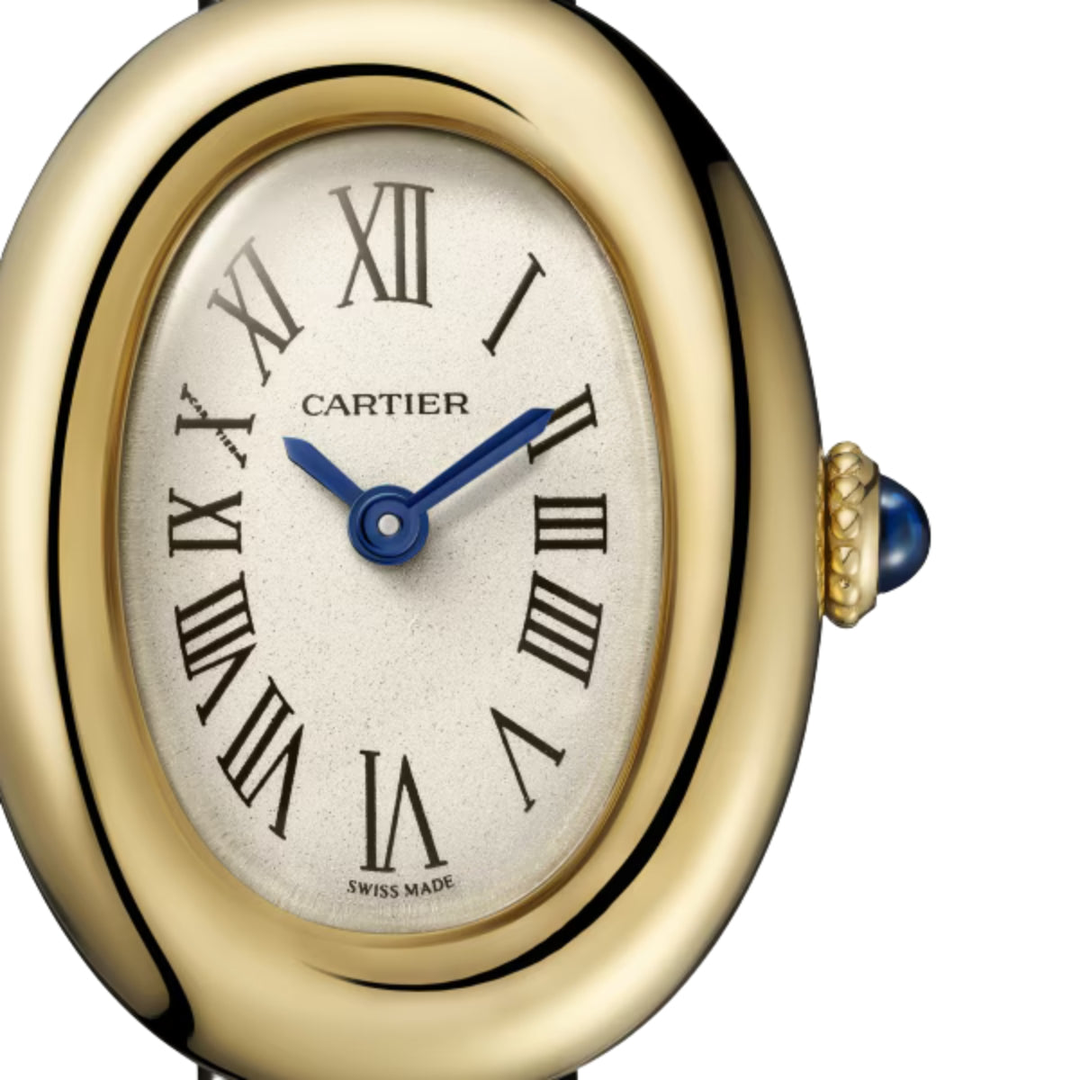 Cartier Baignoire Watch Mini Yellow Gold Black Varnished Leather WGBA0041