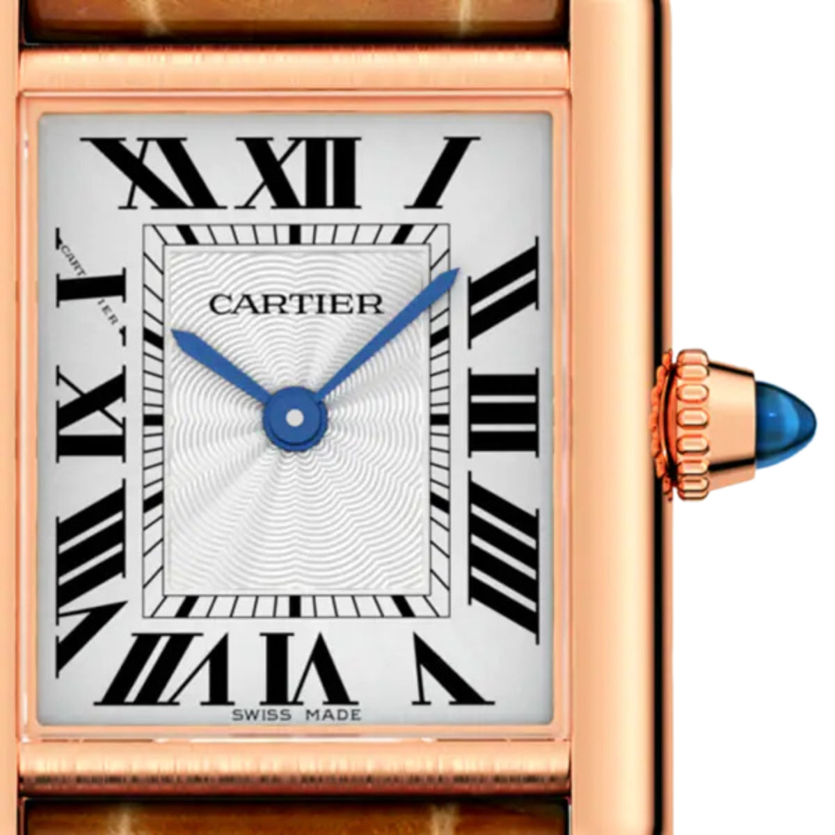 Cartier Tank Louis Cartier Small Rose Gold Shiny Brown Alligator Skin Leather WGTA0010