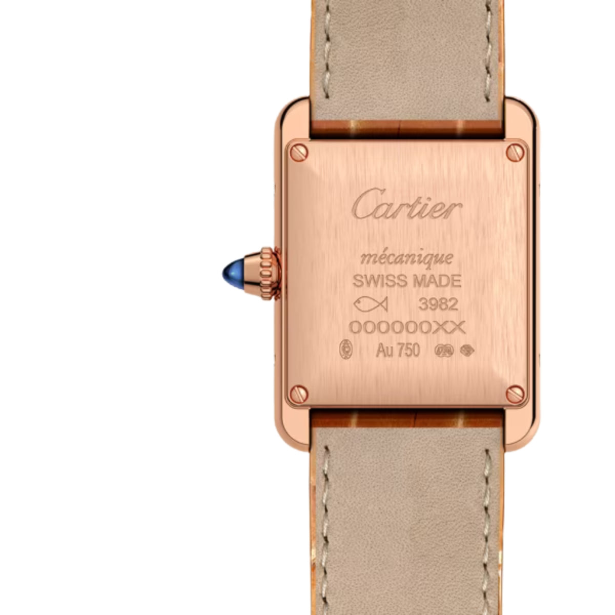 Cartier Tank Louis Cartier Small Rose Gold Shiny Brown Alligator Skin Leather WGTA0010