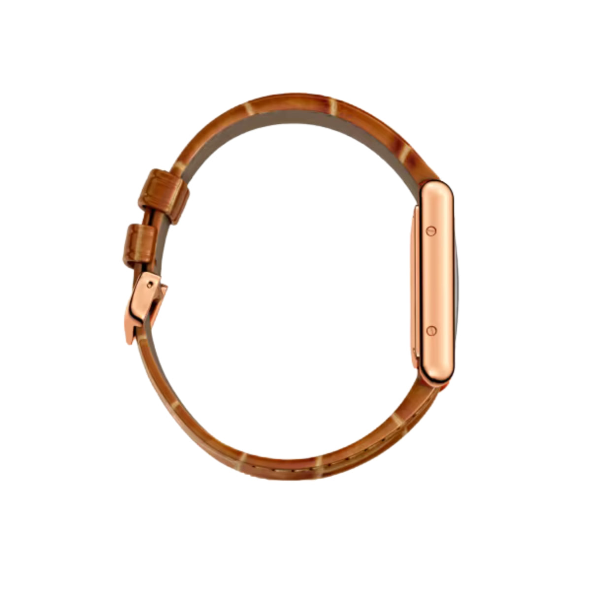Cartier Tank Louis Cartier Small Rose Gold Shiny Brown Alligator Skin Leather WGTA0010