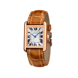 Cartier Tank Louis Cartier Small Rose Gold Shiny Brown Alligator Skin Leather WGTA0010