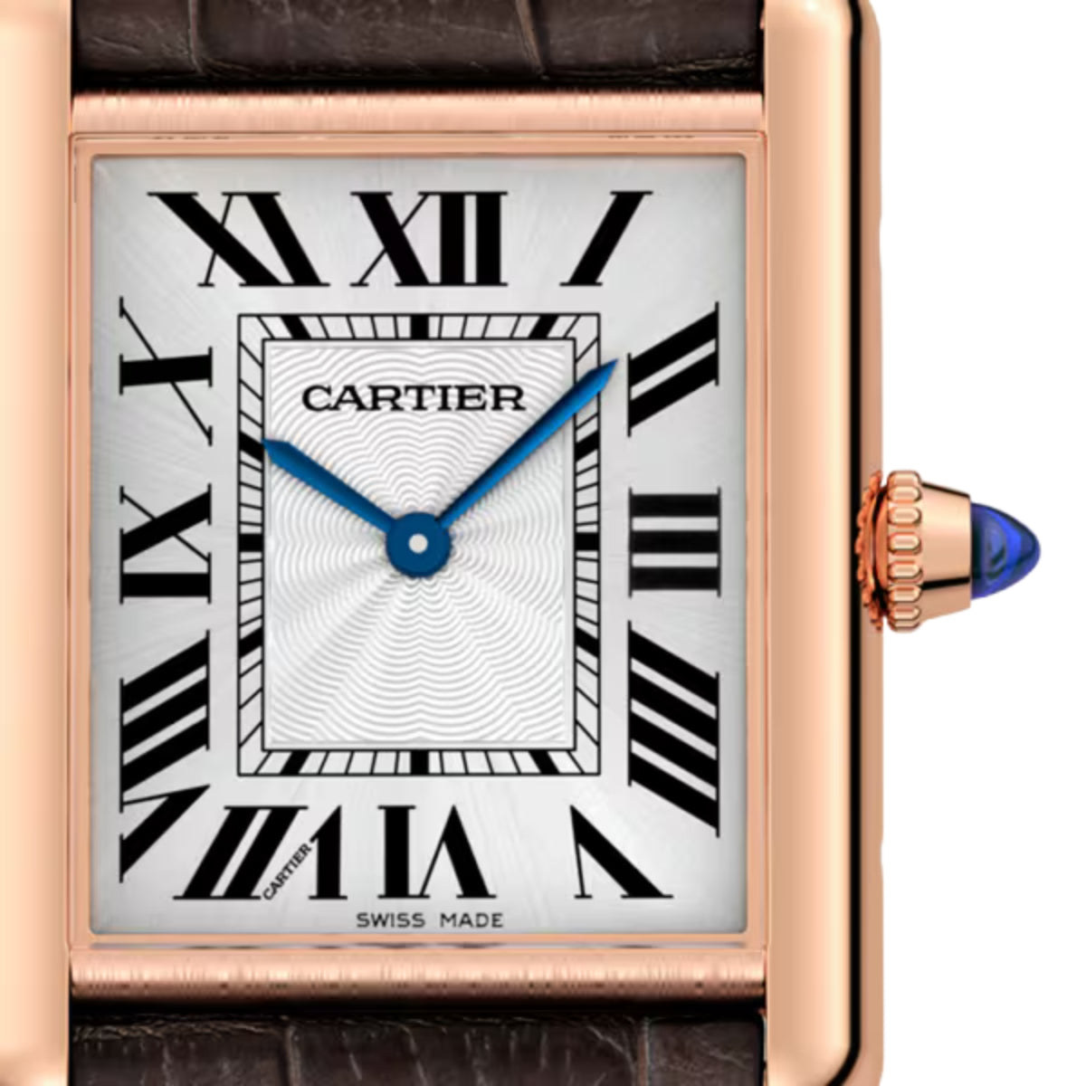 Cartier Tank Louis Cartier Large Rose Gold Semi Matt Brown Alligator Skin Leather WGTA0011