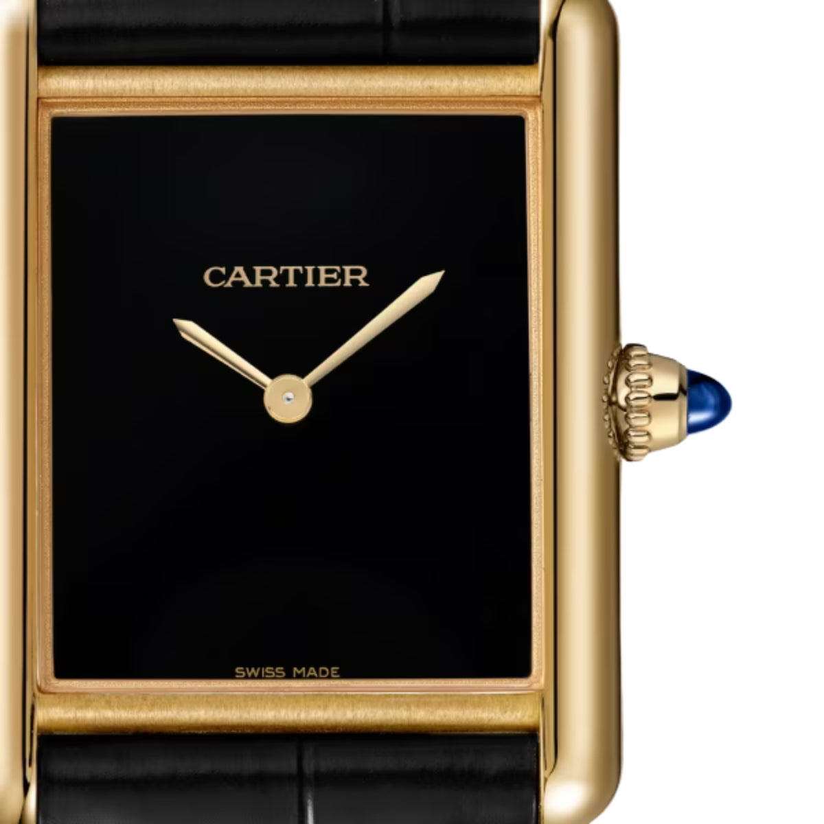 Cartier Tank Louis Cartier Large Yellow Gold Semi Matte Black Alligator Skin Leather WGTA0091