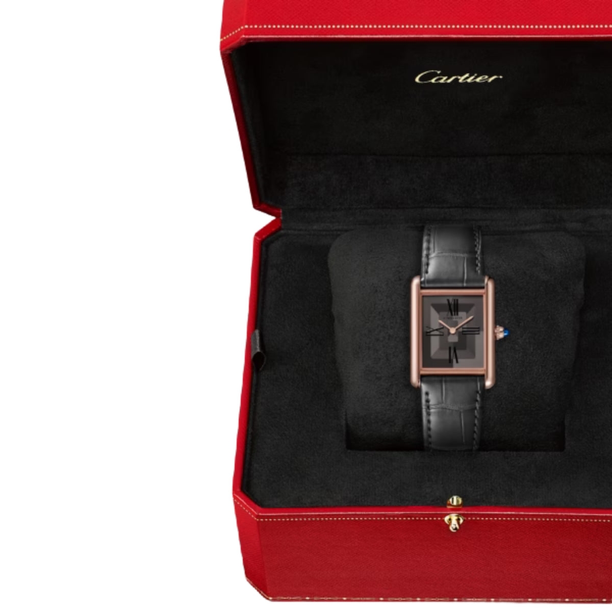 Cartier Tank Louis Cartier Large Rose Gold Semi Matte Grey Alligator Skin Leather WGTA0092