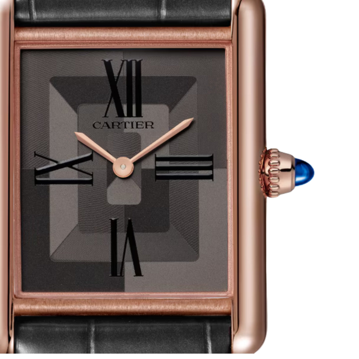 Cartier Tank Louis Cartier Large Rose Gold Semi Matte Grey Alligator Skin Leather WGTA0092