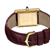 Cartier Tank Louis Cartier Large Yellow Gold Semi Matte Red Alligator Skin Leather WGTA0093