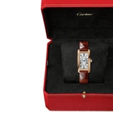 Cartier Tank Americaine Small Rose Gold Dark Brown Shiny Alligator Skin Leather WGTA0133