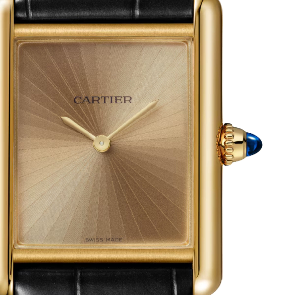 Cartier Tank Louis Cartier Large Yellow Gold Semi Matte Black Alligator Leather WGTA0211