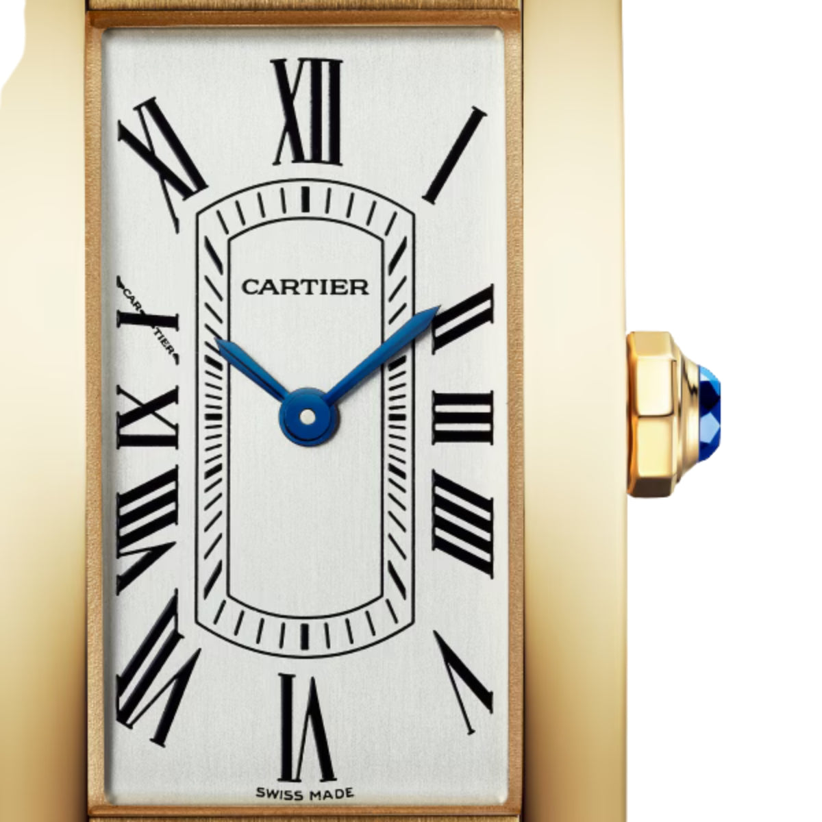 Cartier Tank Americaine Small Yellow Gold Shiny Navy Blue Alligator Leather WGTA0299