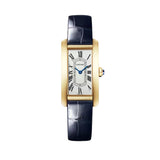 Cartier Tank Americaine Small Yellow Gold Shiny Navy Blue Alligator Leather WGTA0299