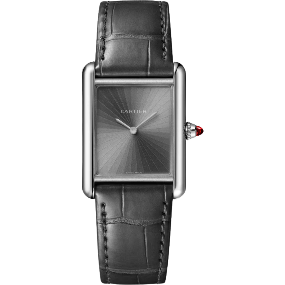 Cartier Tank Louis Cartier Large Platinum Semi Matte Grey Alligator Leather WGTA0303