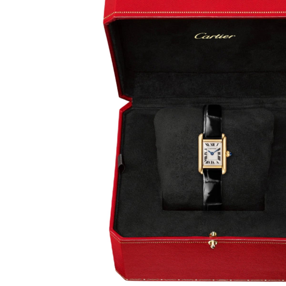 Cartier Tank Louis Cartier Mini Yellow Gold Shiny Black Alligator Leather WGTA0352